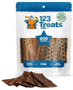 123 Treats 088234694813 Beef Dog Esophagus Gullet 6 Inch - 30 Count 100% Natural Healthy
