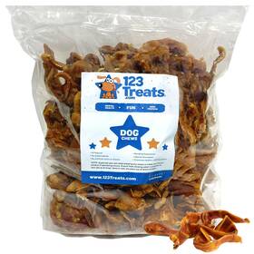 B076w5t919 123 Treats Natural Pig Ears For Dogs - 5 Lb Bulk Pork Strips And Slivers Single