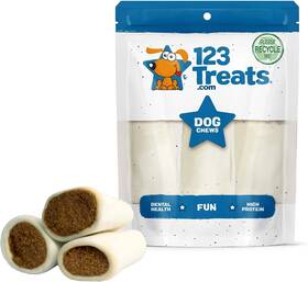 Stuffedshinbonepb5-6-2ct 123 Treats Peanut Butter Filled Bones For Dogs 2 Count Pack Of 1