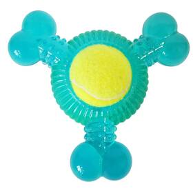 3-bone Tpr Chew Toy With Squeaker & Tennis Ball For Dogs 196704714296 And Removable