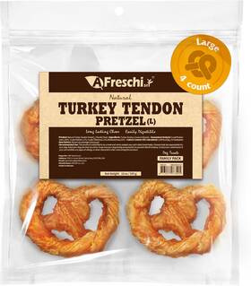 A Freschi Srl 313027211244 Afreschi Natural Turkey Tendon Pretzel L 10 Oz Sourced From Usa All N