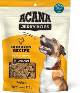 Acana 064992727574 Jerky Bites Chicken Recipe Air Dried Dog Treats 6oz Bag
