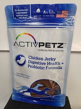 Activpetz 842982081048 Chicken Jerky Dog Treats/digestive And Probiotic Formula/soy/corn Free