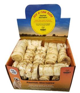 7613 Advance Pet Product Buffalo Cheek Rolls With Bully Dust Small Rawhide-free Long-lasting Chews