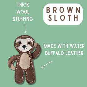 Advance Pet Product 8882718736610 Natural Leather And Wool Sloth Dog Toy Durable Eco Chew Tug For All Breeds