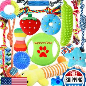 B0c2qhmn6d Aipper 25-pack Dog And Puppy Chew Toys For Teeth Cleaning Fun With Squeaky