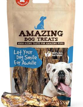 Amazing Dog Treats 613497943639 Mega Thick Beef Lung Jerky Rewards 100% Natural High-protein Low-fat G