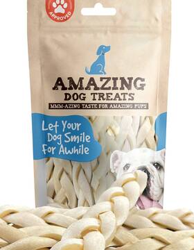 Amazing Dog Treats 613497944308 Beef Cheek Braids Chew 6 Inch - 15 Pack No Odor Rawhide Alternati Amazing Dog Treats 613497944308 Beef Cheek Braids Chew 6 Inch - 15 Pack No Odor Rawhide Alternati
