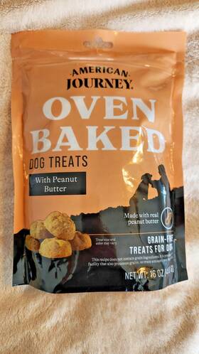 American Journey 192268123529 Peanut Butter Recipe Grain-free Crunchy Biscuit Dog Treat 16oz