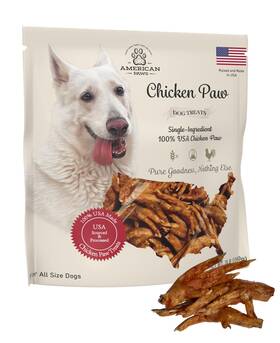 American Paws 850064015041 Dehydrated Chicken Feet Dog Treats Only One Ingredient No Additives Made A