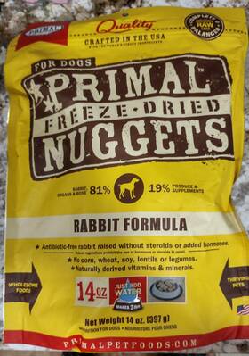 0a00171 Animal Supply Primal Pet Freeze Dried Raw Cat Food Nuggets Rabbit 14 Oz