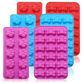 Cm0106 Aoulela 6pcs Silicone Molds Puppy Dog Paw And Bone Elegant Free Blue Purple Red