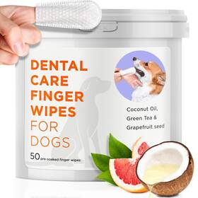 Arca Pet 640816262683 Dental Finger For Dogs - 50 Vet Formulated Dog Teeth Cleaning Do