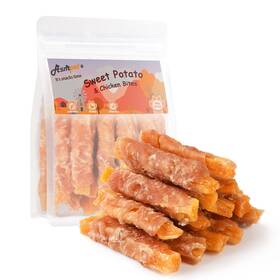 Adwc030a03 Asmpet Sweet Potato Dog Treats Chicken Wrapped Fries Chews Twists Skinless Swee
