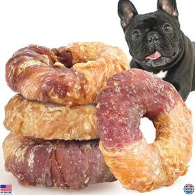 B0dbd1sj4y Asmpet Chicken And Duck Wrapped Rawhide Donuts - Dental Chews For All Dog Breeds 4 Pack