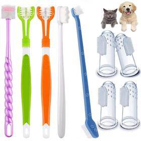 Azoffyiu 730869220010 Triple Head And Double Dog Toothbrush Set Finger Rubber