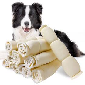 10pcs-9-10 Azrapaws Beef Cheek Rolls 9-10 Inch Water Buffalo Retriever Roll Dog Chews 10 Pack C