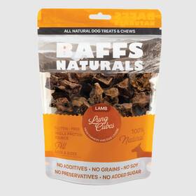 Baffs Naturals 692744529170 Natural Lamb Lung Dog Treats - High Protein Low Fat Snacks 7oz