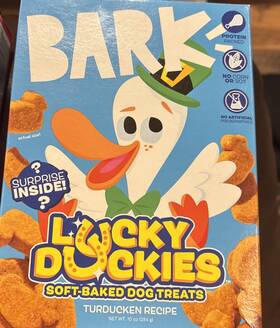Bark 840134679549 Lucky Duckies Softball Dog Treats 10 Ounce Box