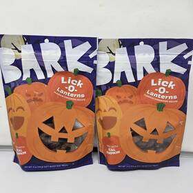 Bark 840134686516 Lot Of 2 Halloween Lick-o-lantern Soft Baked Pumpkin Dog Treats Exp. 01/26