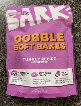 Bark Box 840134680149 Dog Treats Gobble Soft Bakes Turkey Recipe 4 Oz. Exp 04/2026