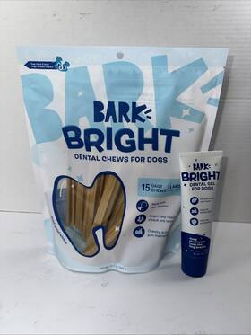 Barkbox 840134667232 Bark Bright Original Dog Dental Kit 15 Chew Sticks Large Toothpaste Exp 6.26