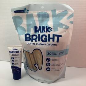 Barkbox 840134674063 Bark Bright Original Dog Dental Kit 15 Chew Sticks Large Toothpaste Exp 3/27