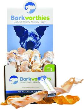 Barkworthies 840139102424 All Natural Beef Tendon Ribbon Dog Chew Large Brown