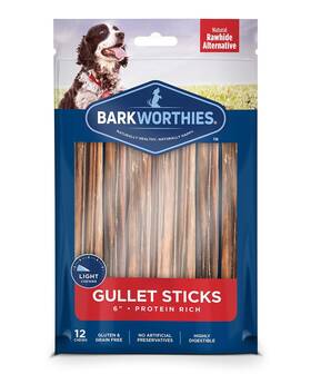 Barkworthies 840139113222 6-inch Beef Gullet Sticks For Dogs 12 Pk - Healthy Dog Treats Protein-pac