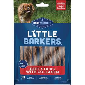 Barkworthies 840139125515 Little Barkers Beef Sticks With Collagen Dog Treats 0.26 Lb 10 Cnt