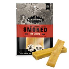 Barkworthies 840139130700 Hickory Smoked Yak Cheese Dog Chews 2 Count Long Lasting Natural Treats