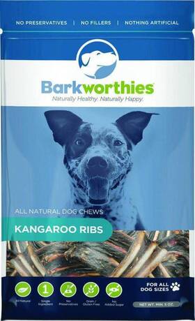 Bark-kangribs5c6 Barkworthies All Natural Kangaroo Ribs Dog Chew 5 Oz. Brown