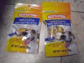 Beef Eaters 812639022885 2 X 1.26 Oz Oven Baked Triple Flavor Mini Knotted Bones Real 100%