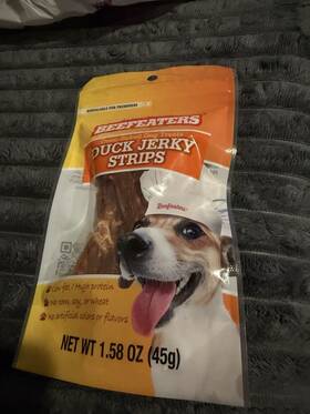Beefeaters 021s24gb284285 Duck Jerky Strips Oven-baked Adult Dog Treats 1.58oz 45g