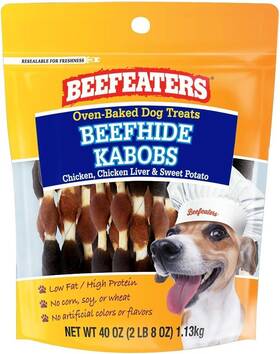348857 Beefeaters Beefhide Kabobs Dog Treat. Triple Flavor 2.5 Pound Pack Of 1