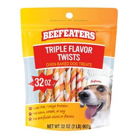 Beefeaters 812639021840 Dog Treats - Triple Flavor Twists 32oz Food Low Fat High Protein T