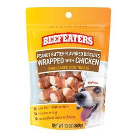Beefeaters 812639024087 Peanut Butter Biscuits Wrapped With Chicken Dog Treat 13oz