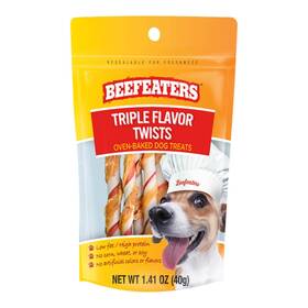 Beefeaters 813471019415 Dog Treats - Triple Flavor Twists 1.41oz Case Of 12 Rawhide Wrap