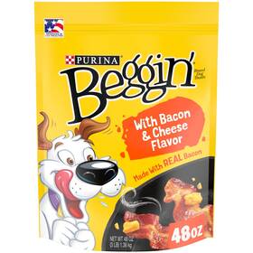 Beggin 415499911575 Purina Begginft Strips Dog Treats Bacon And Cheese 48 Oz Pouch