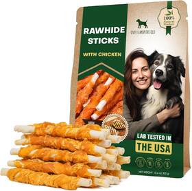 Rs300gr Beloved Pets 313096380339 Dog Treats Rawhide Sticks 11 Oz Wrapped With Chicken Pet Natural Chew - G