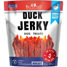 Beloved Pets 850034323671 Natural Duck Jerky Dog Treats - High Protein Chews For Training Dogs 1.5 Lb