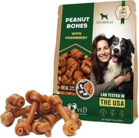 9b-qqag-88mb Beloved Pets Dog Treats Peanut Butter Bones With Cranberry And Rawhide 11 Ounce Pack Of 1