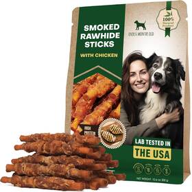 Srs300gr Beloved Pets Dog Smoked Rawhide Sticks Wrapped Chicken And Pet 10.6 Ounce Pack Of 1