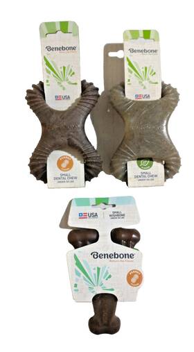 Benebone 854111004361 - Lot Of 3 Dog Dental Chew / Wishbone Usa Made Mint Peanut Butter
