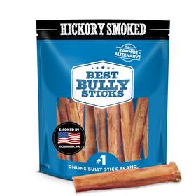 Best Bully Sticks 840139132315 Hickory Smoked Thick 6 Inch - 10 Count Pack Of 1 Natural Gr