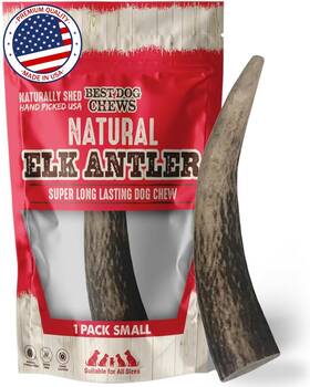 Best Dog Chews 673324128806 Elk Antlers For Dogs Large - 1 Count Pack Of Brown