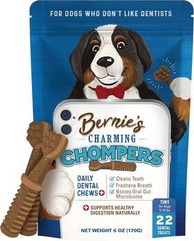 Best Inc. 744110939811 Bernies Charming Chompers Dental Chews For Dogs 5-15 Lbs - 22 Count Clean Teet
