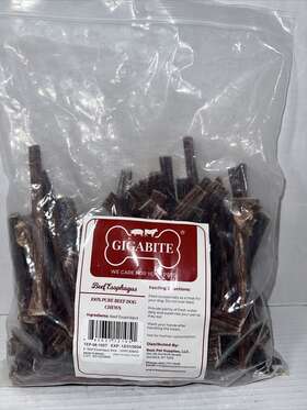 Best Pet Supplies 842637121051 Gigabite 6 Inch Beef Gullet Jerky Sticks 100 Pack - All Natural Free Range
