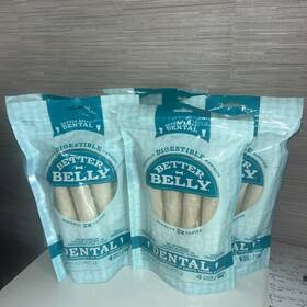 61565020036 Better Belly Dental Large Roll Dog Treats Highly Digestible Rawhide Lot Of 6