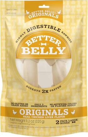 P-20031-10 Better Belly Chicken Liver Rawhide Large Dog Bones 11.2 Ounce Pack Of 1